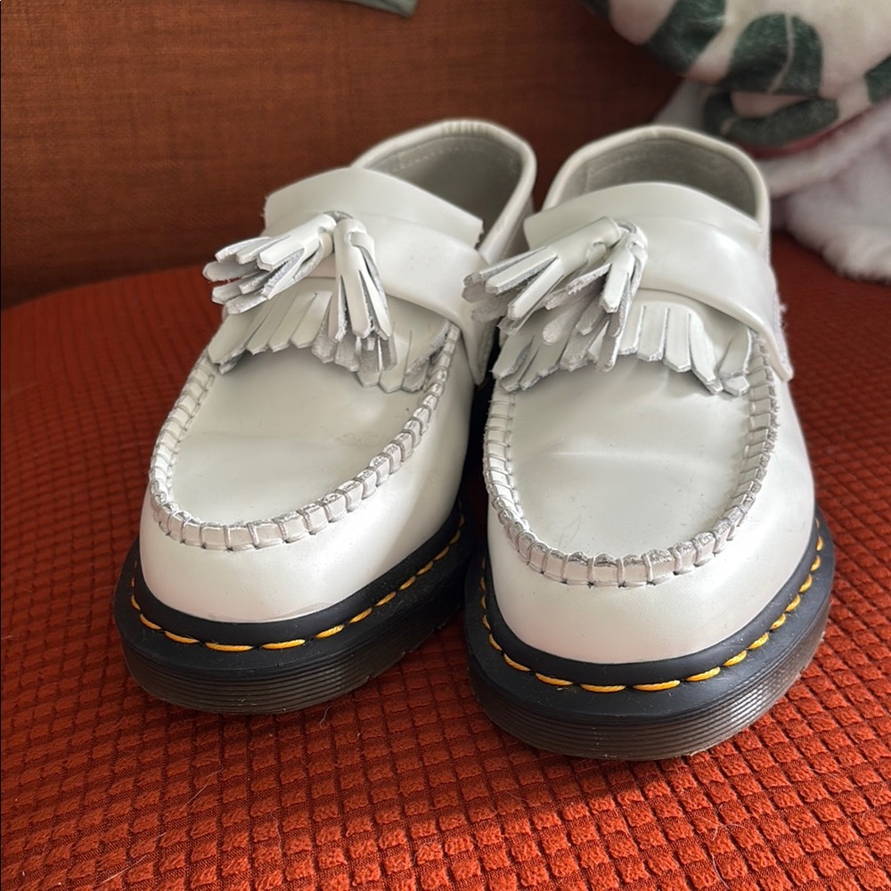 Dr. Martens White Tassel Loafers